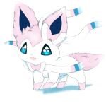  ambiguous_gender blue_eyes blue_sclera bow_tie eeveelution feral fluffy fluffy_tail fur hindpaw mammal markings_(fur) nintendo open_mouth outline paws pink_body pink_fur pok&eacute;mon pok&eacute;mon_(species) ribbons simple_background smile snoiifoxxo solo solo_focus sylveon tuft video_games white_background white_body white_fur 