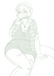 2024 5_fingers alternate_costume anthro baryonyx big_breasts bottomwear bracelet breasts cavemanon_studios cleavage clothed clothing curvy_figure dinosaur eyelashes female fingers flannel freckled_chest freckled_face freckles green_and_white i_wani_hug_that_gator jewelry lazy-a-ile looking_at_viewer monochrome necklace olivia_halford pants prehistoric_species reptile scalie sitting smile snout solo spinosaurid theropod thick_thighs torn_bottomwear torn_clothing torn_pants voluptuous voluptuous_anthro voluptuous_female wide_hipped_anthro wide_hipped_female wide_hips