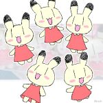 2025 6cha9n aliasing animal_yokocho anthro binary_drawing black_ear_tips black_eyes black_tipped_ears blush blush_stickers chibi clothed clothed_anthro clothed_female clothing collared_dress digital_drawing_(artwork) digital_media_(artwork) dipstick_ears dress dress_collar ear_markings female female_anthro happy iyo lagomorph leporid low_res mammal multicolored_ears open_mouth open_smile pink_blush rabbit red_clothing red_dress reference_image smile solo two_tone_ears vertical_bar_eyes