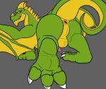 3_toes anus backsack balls blue_eyes blush bodily_fluids butt chaussette claws cum dragon european_mythology feet feral fol foot_focus genital_fluids genitals green_body green_scales hi_res hindpaw horn looking_back male membrane_(anatomy) membranous_wings mythological_creature mythological_scalie mythology non-mammal_balls paws penis perineum precum presenting presenting_hindquarters raised_tail reptile scales scalie simple_background smile soles solo solo_focus tail teeth toes unfinished western_dragon wings yellow_body yellow_scales