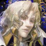  1boy alucard_(castlevania) blonde_hair castlevania castlevania:_symphony_of_the_night closed_mouth cravat eyelashes high_collar looking_at_viewer male_focus medium_hair pale_skin portrait solo unsomnus yellow_eyes 