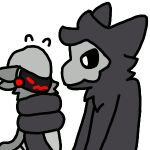 animated anthro axy_(character) black_latex changed_(video_game) duo holding_object latex low_res machine male male/male mushroomwolf protogen squid_dog_(changed) tentacles tentapaws wraps