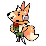  2017 alpha_channel anthro bandanna black_eyes canid canine chibi clothing fox fox_mccloud fur hands_on_hips jacket kerchief low_res lsdoiphin male mammal nintendo open_mouth open_smile orange_body orange_fur simple_background smile solo star_fox tan_body tan_fur topwear transparent_background video_games 