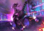  2021 anthro breasts butt butt_focus city clothed clothing detailed_background digital_media_(artwork) female night outside raised_tail solo tight_clothing tlt_echelon 