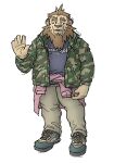  2004 anthro biped bottomwear brown_body brown_fur clothing felid fur humanoid_hands kemono lion low_res male mammal pantherine pants shirt simple_background slightly_chubby solo topwear white_background yuuki-abe 