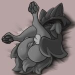 2024 4_toes anthro anus bedding bedding_background big_butt biped butt clothing covered_mouth digital_media_(artwork) english_text eyelashes feet felid feline female female_anthro full-length_portrait genitals greyscale hat headgear headwear high-angle_view hindpaw innie_vulva katress legs_up llametsul looking_at_viewer lying mammal monochrome nude on_back one_eye_obstructed onomatopoeia pal_(species) palworld paws plump_labia pocketpair portrait presenting presenting_hindquarters presenting_vulva pseudo_clothing seductive shaded solo sound_effects tail tail_motion tailwag text toes vulva witch_hat