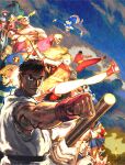  6+boys 6+girls \o/ absurdres akuma_(street_fighter) arms_up balrog_(street_fighter) baseball_cap black_hair blonde_hair boxing_gloves braid cammy_white charlie_nash chun-li claws clenched_hand cody_travers dee_jay dhalsim dougi e._honda eagle_(street_fighter) everyone eyepatch facial_hair fei_long flattop flying_kick game_cg garrison_cap gen_(street_fighter) genryuusai_maki gloves guile guy_(final_fight) hat headband hibiki_dan highres ikeno_daigo juli_(street_fighter) juni_(street_fighter) kanzuki_karin kasugano_sakura kicking m._bison martial_arts_belt mask mohawk multiple_boys multiple_girls muscular muscular_male mustache native_american non-web_source official_art outstretched_arm outstretched_arms prison_clothes rainbow_mika red_headband rose_(street_fighter) ryu_(street_fighter) sagat short_hair shouryuuken smile somersault street_fighter street_fighter_zero_(series) sumo teeth thunder_hawk tonfa twin_braids uppercut vega_(street_fighter) weapon wrestler yun_lee zangief 