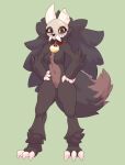 2022 absurd_res anthro biped bone breasts broken_horn canid canine cheek_tuft claws collar crossgender digital_media_(artwork) disney eyelashes facial_tuft fangs featureless_breasts featureless_crotch female fingers fluffy fluffy_tail front_view full-length_portrait fur green_background grey_body grey_fur hair head_tuft hi_res horn king_clawthorne long_hair looking_at_viewer mammal mtf_crossgender navel nude portrait purple_eyes simple_background skull skull_head small_breasts solo standing tail teeth the_owl_house titan_(the_owl_house) toe_claws tuft yellow_sclera yolabayola1