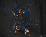 2024 aphrodisiac_gas bdsm bondage bound drone edging enforcer generation_4_pokemon harness hi_res latex latex_bondage liquid_latex living_latex lucario male nintendo null_bulge pokemon pokemon_(species) riggedreded teasing tendrils tube wall_bondage