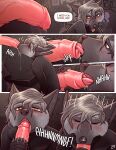 anthro big_penis blush bodily_fluids canid canine casper_(glopossum) clothing comic digital_media_(artwork) dripping duo english_text fellatio foreskin foreskin_play foreskin_pull fox genital_fluids genitals glopossum graffiti hi_res inner_monologue licking_under_foreskin mammal narration nose_in_foreskin oral penile penis penis_on_tongue precum precum_drip red_fox retracted_foreskin saliva saliva_string sex shaking silver_fox solo_focus sound_effects text thinking tongue tongue_in_foreskin tongue_out trans_(lore) trans_man_(lore) translucent translucent_clothing translucent_topwear trembling true_fox unretracted_foreskin vein veiny_penis