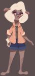 2021 anthro bottomwear bovid caprine clothed clothing eyewear fully_clothed glasses hi_res mammal sheep shorts simple_background smile solo standing tohupo 