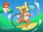 alolan_form alolan_raichu anthro big_breasts big_tail blonde_hair breasts brown_body brown_fur clothing coat evolutionary_stone female flybeeth fur generation_7_pokemon hair hi_res human human_to_anthro lab_coat mammal nintendo orange_hair outside pokemon pokemon_(species) poof_transformation regional_form_(pokemon) rodent short_stack sky solo species_transformation standing_on_tail tail thick_thighs thunder_stone topwear transformation