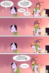 absurd_res ambiguous_species anthro awkward awkward_silence baltazarf beverage black_hair blood blood_on_shirt blood_stain blue_eyes bodily_fluids brown_body brown_fur canid canine canis clothing coat coffee coffee_machine coffee_mug comic dark_matter_(li&#039;l_melon) dialogue duo english_text eyes_closed facial_scar flight_goggles fur gesture grey_body grey_fur hair hi_res keurig li&#039;l_melon looking_back male mammal mohawk page_number pointing_with_thumb scar scarf scratching_head shirt shrug sitting smile speech_bubble standing strays_in_paradise t-shirt text text_on_clothing text_on_shirt text_on_topwear topwear wolf