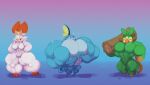 2019 abs anthro big_muscles big_pecs blue_body blue_eyes blue_tail breasts brown_body brown_fur brown_tail butt digital_drawing_(artwork) digital_media_(artwork) eyes_closed featureless_breasts featureless_crotch female flexing front_view fur generation_8_pokemon green_body green_fur grookey group half-closed_eyes hands_on_hips hands_on_own_hips holding_log holding_object huge_muscles huge_pecs hyper hyper_muscles hyper_pecs log long_ears male multicolored_body multicolored_ears muscular muscular_anthro muscular_male narrowed_eyes nintendo orange_ears pecs pokemon pokemon_(species) pose scorbunny smile sobble standing tail toonpower trio two_tone_body two_tone_ears white_body white_ears white_fur wood yellow_body yellow_fur