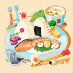  animal animal_focus artist_name bento bird broccoli bug bush chopsticks closed_eyes closed_mouth crab cucumber cup egg egg_(food) fish fish_(food) food food_art food_focus fork fruit in_food issiki_toaki ladybug leaf lemon lemon_slice lettuce lying mug no_humans omelet onigiri open_mouth original oversized_food oversized_object plate rice simple_background sleeping smile spider spoon sugar_cube tamagoyaki tomato tree twitter_username window yellow_background 