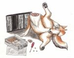 4_fingers absurd_res blush canid canine canine_vulva canis coyote cunnilingus detachable detachable_head detached_oral feet female feral fingers hi_res hindpaw holding_own_head intersex intersex/female mammal meowmere oral paws sex solo traditional_media_(artwork) upside_down_vulva vaginal