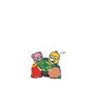  bagutyu chibi chibi_only commentary_request fuecoco highres mahjong mahjong_table mahjong_tile no_humans pokemon pokemon_(creature) psyduck rowlet simple_background slowpoke table white_background 