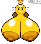 absurd_res areola big_areola big_breasts big_nipples bodily_fluids breasts brown_areola brown_nipples female hi_res huge_breasts hyper hyper_breasts looking_at_viewer mario_and_luigi_(series) mario_bros nintendo nipples not_furry open_mouth solo spicyboi star_sprite starlow sweat sweatdrop waddling_head yellow_body