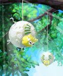 animal_focus bug full_body highres in_tree leaf no_humans outdoors pokemon pokemon_(creature) pokemon_focus silk sunlight tarountula tree upside-down zousui_(zousuioishii) 