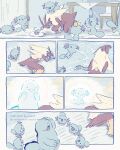  blaziken cleaning cleaning_rag evolution highres no_humans open_mouth pokemon pokemon_(creature) table tree water wet wobbuffet wooper yurano_(upao) 