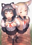  animal_ears common_raccoon fennec_(kemono_friends) kemono_friends seifuku st.takuma sweater 