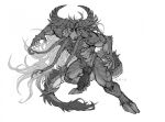 2023 almondpidor animal_genitalia animal_penis anthro balls belly_tuft big_balls big_horn big_knot big_penis biped braided_hair canid canine canine_genitalia canine_penis canis chest_tuft claws cloven_hooves curved_horn demon dewclaw_hooves digital_drawing_(artwork) digital_media_(artwork) dorsal_fluff erection fangs fighting_pose finger_claws front_view full-length_portrait fur genitals greyscale hair hi_res hooves horn huge_penis hybrid knot knotted_penis long_hair long_tail male mammal monochrome muscular muscular_anthro muscular_male mythological_canine mythological_creature mythology nude penis pinup portrait pose pubes ridged_horn sharp_horn simple_background sketch solo standing striped_body striped_fur stripes tail teeth tuft unguligrade white_background wide_stance wolf