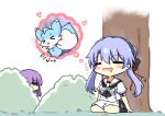  &gt;_&lt; 1girl =_= arms_at_sides ascot black_ascot blue_eyes blue_hair blush bush censored commentary_request dreaming drooling hair_bun heart highres inari_(summer_pockets) long_hair looking_at_another mosaic_censoring mouth_drool open_mouth outdoors peeking puffy_short_sleeves puffy_sleeves purple_hair sailor_collar school_uniform sekibaracheice serafuku shirt short_sleeves siblings sidelocks simple_background single_hair_bun sisters sitting skirt sleeping smile solo solo_focus sorakado_ai sorakado_ao sound_effects speech_bubble summer_pockets summer_pockets_school_uniform thought_bubble tree twins wariza white_background white_sailor_collar white_serafuku white_shirt white_skirt 