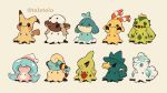  alolan_form alolan_vulpix artist_name cacnea character_print chingling commentary creature disguise english_commentary gen_2_pokemon gen_3_pokemon gen_4_pokemon gen_7_pokemon gen_8_pokemon hattrem larvitar mareep mimikyu murkrow no_humans pokemon pokemon_(creature) simple_background standing teletelo wailmer watermark wooloo 