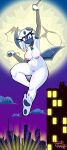 2025 4_fingers 4_toes absol absurd_res anthro areola blue_face blue_forehead_gem blue_horn blue_pawpads blue_tail blush bodily_fluids breasts building cleft_of_venus digital_media_(artwork) exhibitionism eyelashes feet female fingers forehead_gem gem generation_3_pokemon genital_fluids genitals hair hi_res holding_object holding_weapon horn lunaris_parukia moon navel night ninja nintendo nipples nude outdoor_nudity pawpads pink_areola pink_nipples pokemon pokemon_(species) pokemorph red_eyes serious serious_face soles solo swinging tail toes vaginal_fluids vulva warrior weapon white_body white_hair yami_(lunaris_parukia)