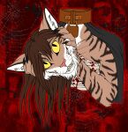 anthro ashling(ruewuffy) detachable detachable_head domestic_cat dullahan european_mythology fangs felid feline felis female hair halloween headless holding_own_head holidays irish_mythology kcravenyote mammal mythology smile solo teeth