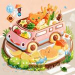  animal animal_focus artist_name bear bee bird blue_flower broccoli brown_background bug bush butterfly car cheese egg egg_(food) flag flower food food_art food_focus fried_egg fruit grass hat issiki_toaki ketchup lettuce motor_vehicle no_humans omelet omurice original pancake plant plate road road_sign sausage shrimp sign smile star_(symbol) takoyaki tempura tomato traffic_light turtle twitter_username white_flower yellow_flower 
