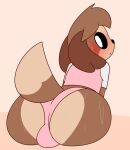  2021 animal_crossing anthro ball_bulge big_butt black_nose black_sclera blush bodily_fluids brown_body brown_fur brown_hair butt butt_focus canid canine canis clothing digby_(animal_crossing) dipstick_tail domestic_dog fur girly hair hi_res huge_butt looking_back looking_down male mammal mr_rottson multicolored_tail nintendo no_pants panties pink_clothing pink_panties pink_shirt pink_topwear pink_underwear rear_view shih_tzu shirt simple_background solo sweat tan_background tan_body tan_fur topwear toy_dog underwear video_games white_clothing white_shirt white_topwear 