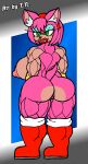  amy_rose anthro anus big_breasts big_butt bns_arts boots breasts butt clothing countershading female flat_colors footwear fur genitals gloves green_eyes handwear hi_res inner_ear_fluff looking_at_viewer mostly_nude muscular muscular_anthro muscular_female pink_body pink_fur pussy rear_view side_boob smile solo sonic_the_hedgehog_(series) t.n. tuft 