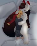  animated anthro bed big_(disambiguation) canid canine canis domestic_dog duo fox fur furniture hair high_framerate human male mammal open_mouth pillow ruuji short_playtime soft wolf 