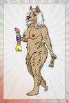  2:3 absurd_res anthro big_(disambiguation) breasts butt canid canine canis curvaceous curvy_figure dildo domestic_dog ear_piercing ear_ring female fur hi_res horny_(disambiguation) lube mammal overweight overweight_anthro overweight_female piercing rainbow reefeezex sex sex_toy solo voluptuous 