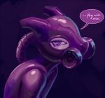  ambiguous_gender anthro bust_portrait clothing dialogue english_text gas_mask grimart legendary_pok&eacute;mon looking_at_viewer mask mewtwo nintendo pok&eacute;mon pok&eacute;mon_(species) portrait purple_background purple_eyes rubber rubber_suit side_view simple_background slim solo text video_games 