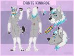  4:3 absurd_res anthro canid canine canis collar dante_kinkade hi_res male male/male mammal milkshakefrappucino model_sheet paws solo wolf 