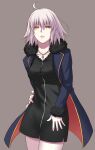  1girl fate/grand_order fate_(series) jeanne_d&#039;arc_(alter)_(fate) jeanne_d&#039;arc_(fate)_(all) short_hair simple_background tnk_(p_freaks) white_hair wicked_dragon_witch_ver._shinjuku_1999 yellow_eyes 