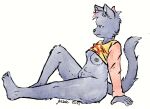  azkre breasts clothed clothing clothing_lift domestic_cat dyed-hair felid feline felis female hi_res mae_borowski mammal night_in_the_woods partially_clothed plantigrade shirt shirt_lift sitting slightly_chubby solo topwear traditional_media_(artwork) video_games 
