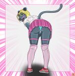  absurd_res anthro bottomwear clothing felid female footwear fur genitals hi_res horny_(disambiguation) invalid_tag mammal overweight overweight_anthro overweight_female pantherine panties pussy reefeezex shoes shy skirt sneakers solo underwear 