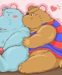  &lt;3 2004 5:6 anthro blue_body blue_fur blush brown_body brown_fur digital_media_(artwork) duo erection eye_patch eyes_closed eyewear fur ganba_no_bouken genitals kemono low_res male male/male mammal murid murine norataro oekaki overweight overweight_male penis rat rodent sitting yoisho 