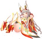  animal_ears breasts chest_jewel cleavage detached_sleeves facial_mark highleg highleg_leotard highres leotard long_hair low_twintails nia_(blade)_(xenoblade) nia_(xenoblade) silver_hair small_breasts thighhighs tim_(a9243190a) twintails very_long_hair xenoblade_chronicles_(series) xenoblade_chronicles_2 yellow_eyes 
