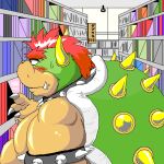  1:1 2007 anthro blush bowser detailed_background digital_media_(artwork) inside japanese_text kemono koopa low_res male mario_bros nintendo oekaki overweight overweight_anthro overweight_male scalie solo text translated unknown_artist video_games 