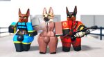 2025 3d_(artwork) anthro axe big_butt black_body black_bodysuit black_clothing black_fur black_nose black_skinsuit bodysuit bottomwear brown_body brown_bottomwear brown_clothing brown_ears brown_eyes brown_fur brown_necktie brown_nose brown_pants brown_suit brown_topwear bulge butt canid canine canis cigarette cigarette_smoke clothed clothing cosplay digital_media_(artwork) dobermann domestic_dog fire_axe fire_symbol flamethrower front_view fur group half-closed_eyes holding_axe holding_cigarette holding_flamethrower holding_melee_weapon holding_object holding_ranged_weapon holding_weapon humanoid looking_at_viewer male mammal melee_weapon multicolored_body multicolored_bodysuit multicolored_bottomwear multicolored_clothing multicolored_ears multicolored_fur multicolored_skinsuit multicolored_suit multicolored_topwear narrowed_eyes necktie outside pants pinscher pose pyro_(team_fortress_2) ranged_weapon red_bodysuit red_clothing red_skinsuit roblox robloxian shirt skinsuit smile smoke smoking smoking_cigarette spy_(team_fortress_2) standing suit team_fortress_2 thick_thighs tight_clothing topwear trio two_tone_body two_tone_bottomwear two_tone_clothing two_tone_ears two_tone_fur two_tone_pants two_tone_suit two_tone_topwear valve weapon white_clothing white_shirt white_topwear willie_piv yellow_bodysuit yellow_clothing yellow_skinsuit