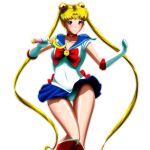  1girl bishoujo_senshi_sailor_moon bishoujo_senshi_sailor_moon_(first_season) blonde_hair blue_eyes blue_sailor_collar boots bow breasts brooch choker cleavage commentary cowboy_shot crescent crescent_choker crescent_earrings double_bun earrings elbow_gloves glint gloves grimbyslayer hair_bun hair_ornament highres holding holding_wand jewelry leotard leotard_peek long_hair looking_at_viewer maboroshi_no_ginzuishou magical_girl medium_breasts miniskirt moon_stick_(sailor_moon) open_mouth parted_bangs pleated_skirt red_bow red_choker sailor_collar sailor_moon sailor_senshi_uniform simple_background skirt solo standing stomach thigh_gap tiara transformation_brooch_(sailor_moon) transparent_background tsukino_usagi twintails very_long_hair wand white_gloves white_leotard 