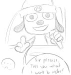  anthro beanie clothing comic drive_thru english_text freakpixel hat headgear headwear humor male microphone monochrome parappa parappa_the_rapper sketch solo sony_corporation sony_interactive_entertainment text video_games 