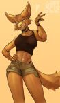 absurd_res anthro bottomwear canid canine choker clothing echo_(game) echo_(series) echo_project female fennec_fox fox hand_on_hip hi_res hotpants jenna_begay jewelry mammal necklace panties pose shorts solo true_fox underwear underwear_showing ze0metric