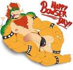 2025 abs absurd_res anklet anthro areola armband armpit_hair balls barazoku barefoot bedroom_eyes biceps big_muscles big_penis body_hair bowser bowser_day bracelet bulge chest_hair claws clothed clothing clothing_pull collar deltoids english_text erection eyebrows feet genitals glans hair happy_trail hi_res horn huge_muscles huge_penis humanoid_genitalia humanoid_penis jewelry koopa legband looking_at_viewer lying male mario_bros muscular muscular_anthro muscular_male narrowed_eyes navel nintendo nipple_piercing nipple_ring nipples non-mammal_balls non-mammal_nipples obliques on_back partially_clothed pecs penis piercing plantigrade pubes ring_piercing scalie seductive shadow shell simple_background smile solo spiked_anklet spiked_armband spiked_bracelet spiked_collar spiked_legband spiked_shell spikes spikes_(anatomy) teeth text thick_arms thick_penis thick_thighs thong thong_down thong_pull tongue tongue_out topless topless_anthro topless_male underwear underwear_down underwear_pull vein viktor0r white_background