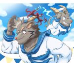  anthro bovid caprine chibi duo goat horn male mammal mephistopheles_(tas) ren_izayoi sailor_hat sailor_uniform salomonkun tokyo_afterschool_summoners video_games 