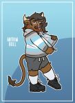  anthro antrimbull beard blush bottomwear bovid bovine cattle clothed clothing facial_hair flag hair hi_res highland_cattle horn jacket lgbt_pride long_hair male mammal mustache outline pride_color_clothing pride_colors shorts simple_background solo tongue tongue_out topwear 